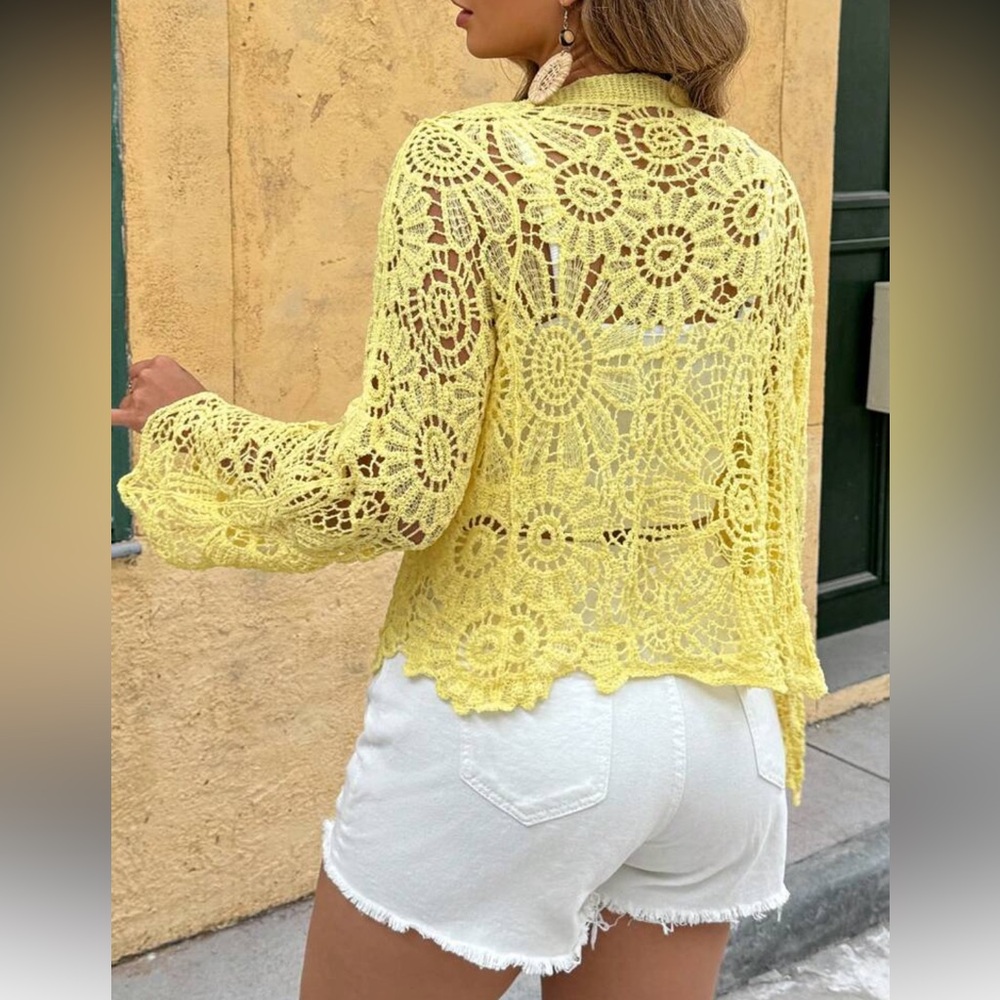 Cream Crochet Cardigan - Picture 12 of 16